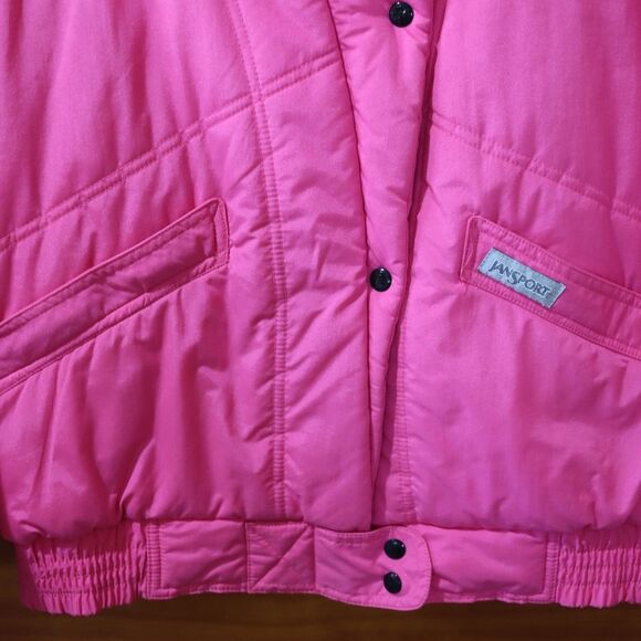 Jansport Vintage 90s Pink Ski Snow Jacket Medium Asymmetric Buttons Nostalgic - Picture 7 of 14